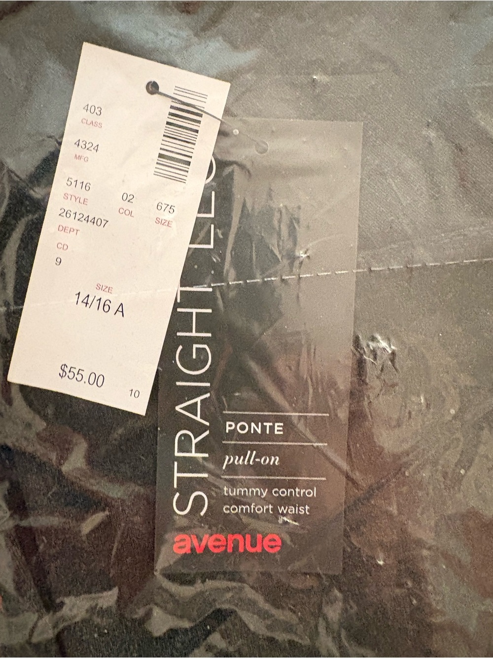 Avenue Straight Leg Ponte Pants 14/16A NWT Pull On Tummy Control Plus Size